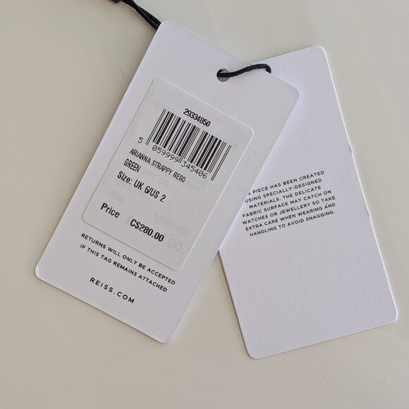 Reiss Arianna Halter Neck Belt Midi Dress Green (US 2, New, W/. Belt and Tag) - Picture 6 of 7